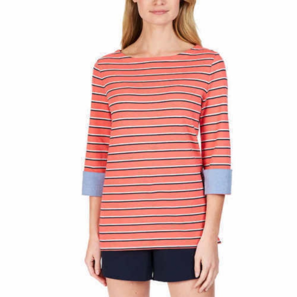 NWT! Nautica Women Ladies' Cuff Sleeve Top